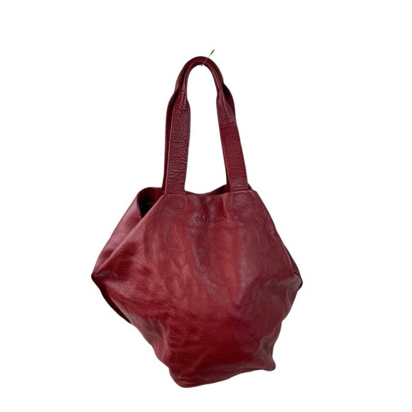 Neta Sade Hobo Bag Purse Red Pebbled Leather Large Tote Handbag Designer - Picture 1 of 13